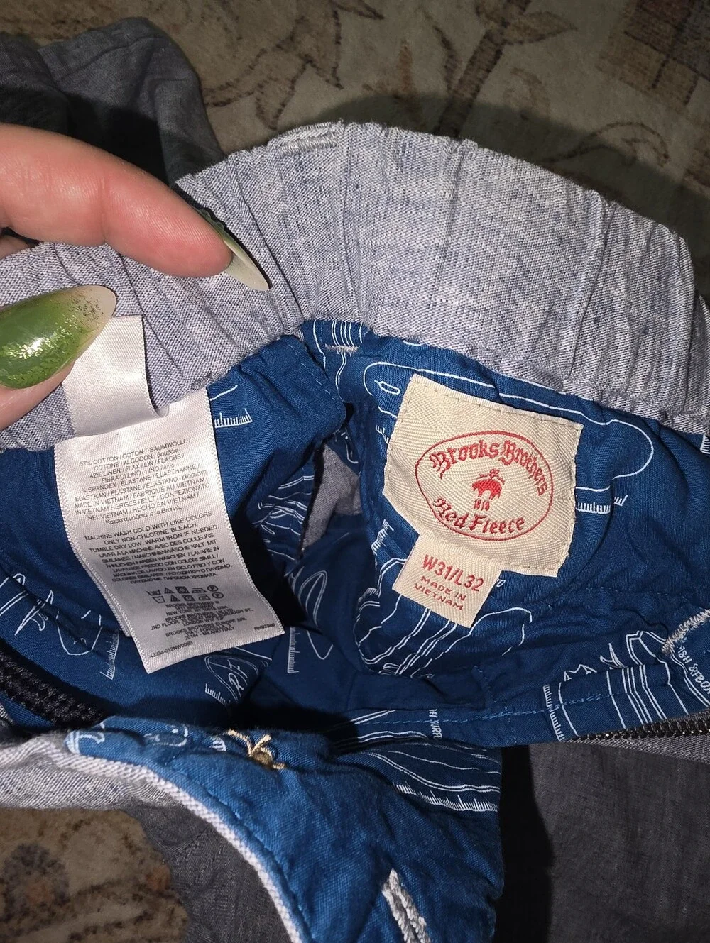 Brooks Brothers Blue Drawstring Lined Jogger Pants